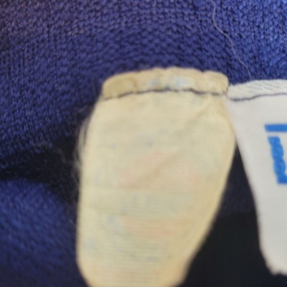 Vintage Dress Damon Dress Navy Blue Red Trim Zip Front Belted Collar 60s Retro - Picture 12 of 13